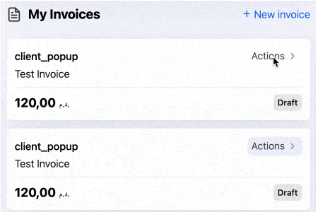 Invoice List Actions